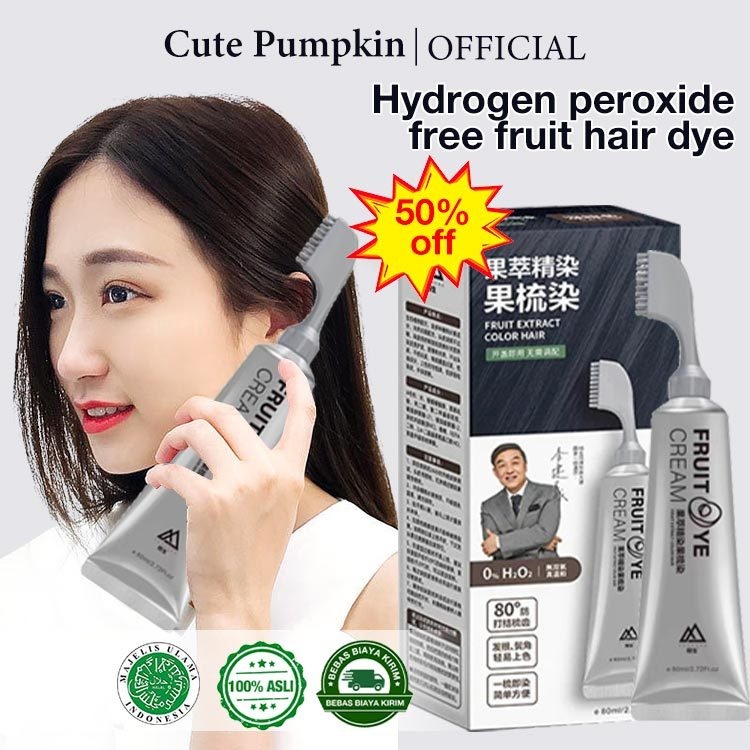 Cat Pewarna Rambut Tanpa Bleaching Herbal Pewarna Rambut Natural Plant Hair Dye Formula Tumbuhan Alami Fruity Hair Color Cream 80ml Tidak ada kerusakan pada rambut menjaga rambut tetap berkilau dan