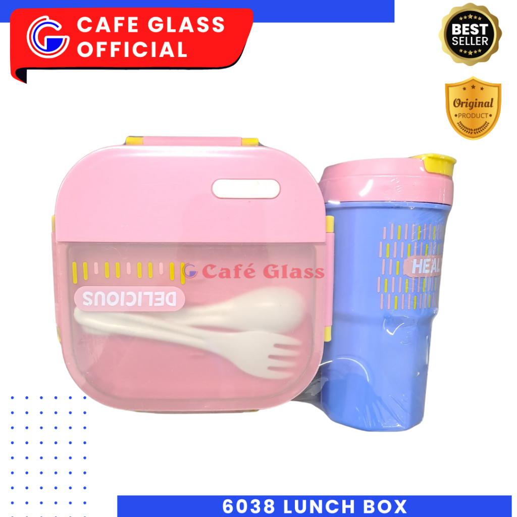 Lunch Box Anak Set - Tempat Makan + Botol Minum + Sendok Garpu - Tempat Bekal Praktis Dan Lucu 6038