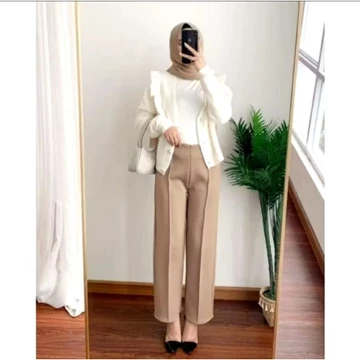Celana Kulot Scuba Premium Zipper Cullote Scuba Jumbo Celana Kantor Wanita
