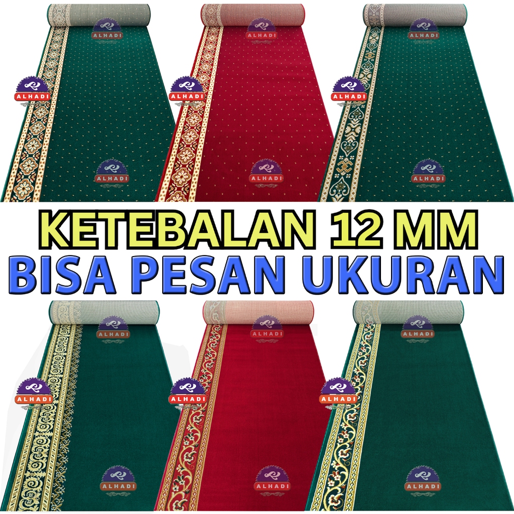 Karpet Masjid METERAN 100 x 120cm Tebal 12mm Custom Ukuran Sajadah Besar Roll Mushola Alhadi PERGRA
