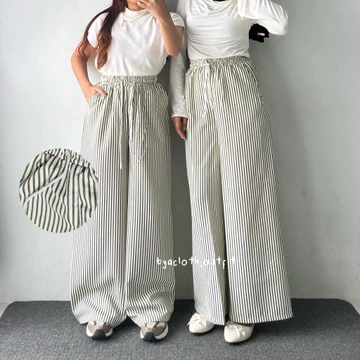 BYACLOTH Everyday Pants Stripe Pants Celana Panjang Wanita Baggy Kantor Kuliah Motif Garis