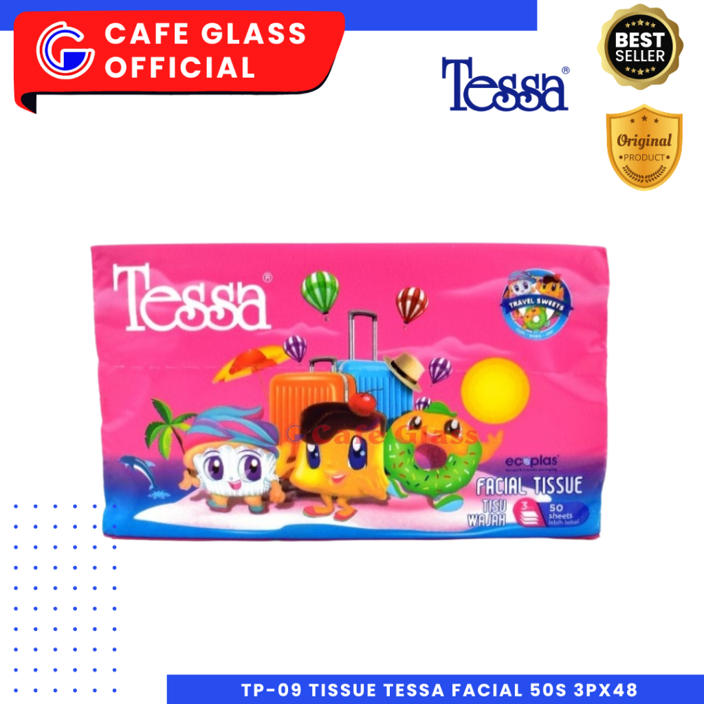 Tessa Travel Pack Facial Tissue 50 Sheets 3Ply / Tisu Wajah Tebal Lembut 50 Lembar / Tisu Travel Pack (Tp-09)