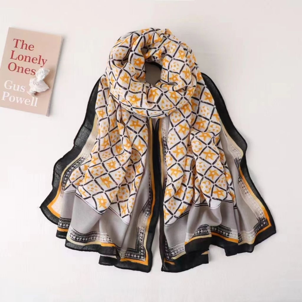Jual NEW Hijab Pashmina Pattern Katun linen Motif /syal scarf serbaguna ...