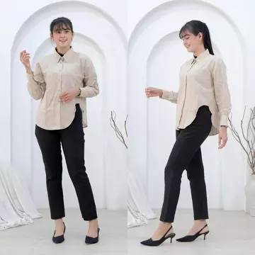 Talita Blouse Kemeja Wanita Linen Premium Kemeja Basic Wanita Casual Korean Style
