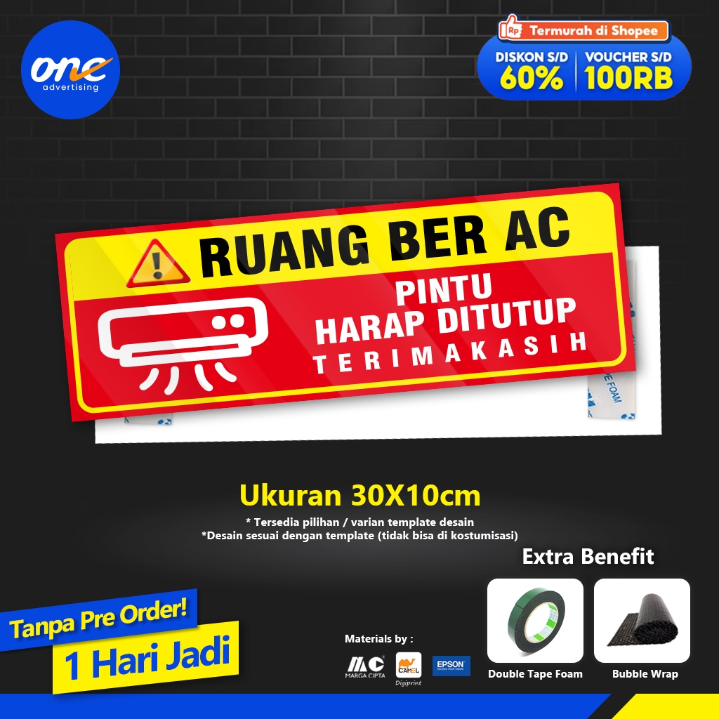 Jual Akrilik Ruangan AC Signage Akrilik Ruang AC Rambu Rambu Akrilik ...