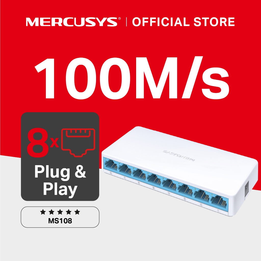 Jual Mercusys | MS108 | 8-Port Switch | 10/100 Mbps | Plug & Play ...