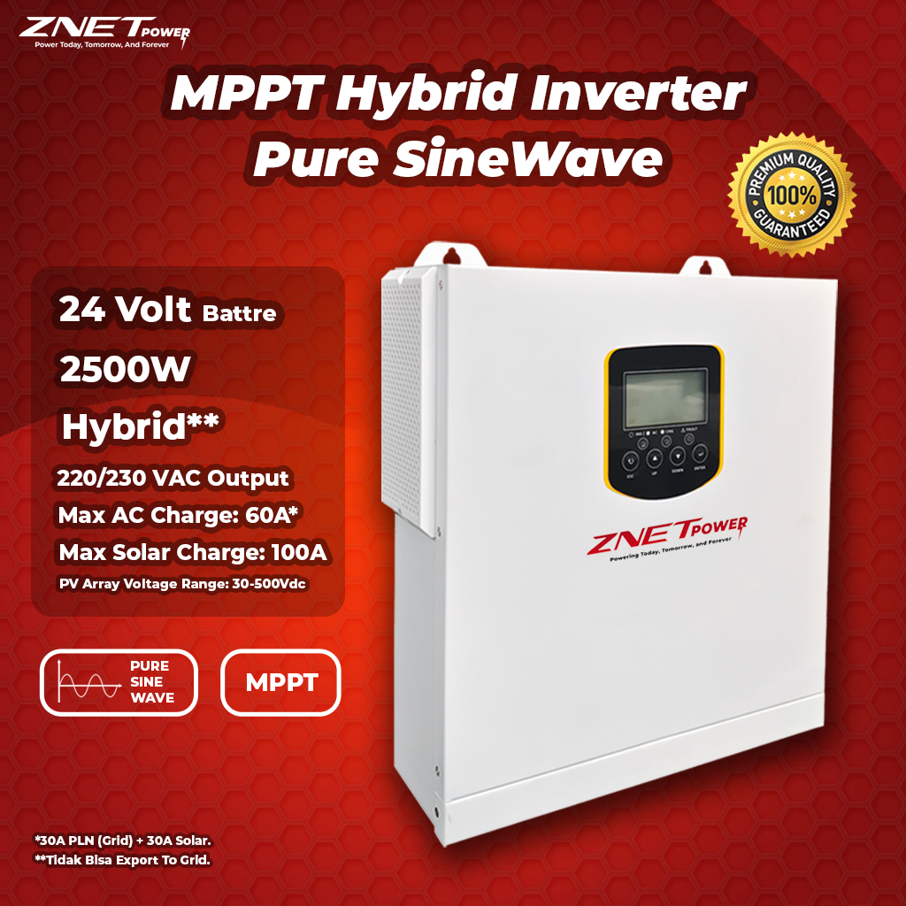 Jual MPPT Hybrid Inverter Pure Sine Wave 100A 24V 2500W 2.5KW 220V ...