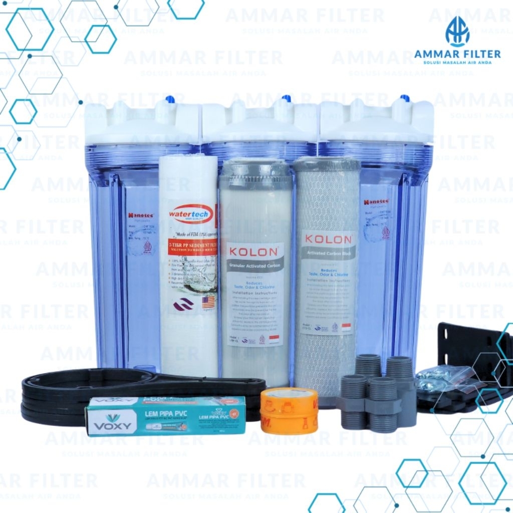 Jual Paket Filter Air Kotor dan Bau 3 tahap Nanotec Eugen CLEAR 10 inch ...