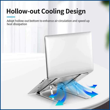 Laptop Stand Holder Portable Lipat Full Alumunium 6 Ketinggian Dudukan Pendingin Laptop Ringan