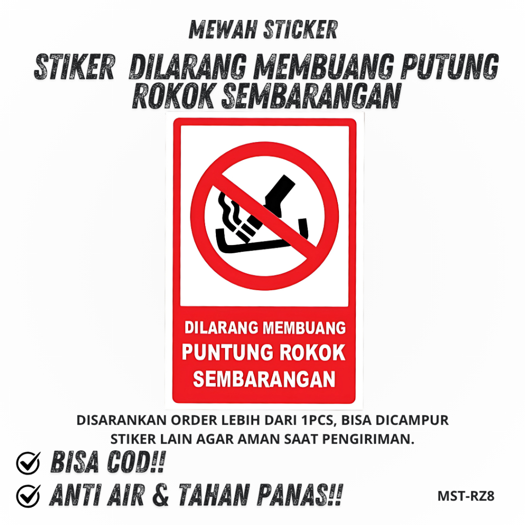 Jual STIKER DILARANG MEMBUANG PUNTUNG ROKOK SEMBARANGAN | Shopee Indonesia