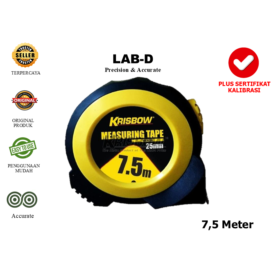 Jual Krisbow Measuring Tape Meteran 3,5 M 5 M 10 M Plus Sertifikat ...