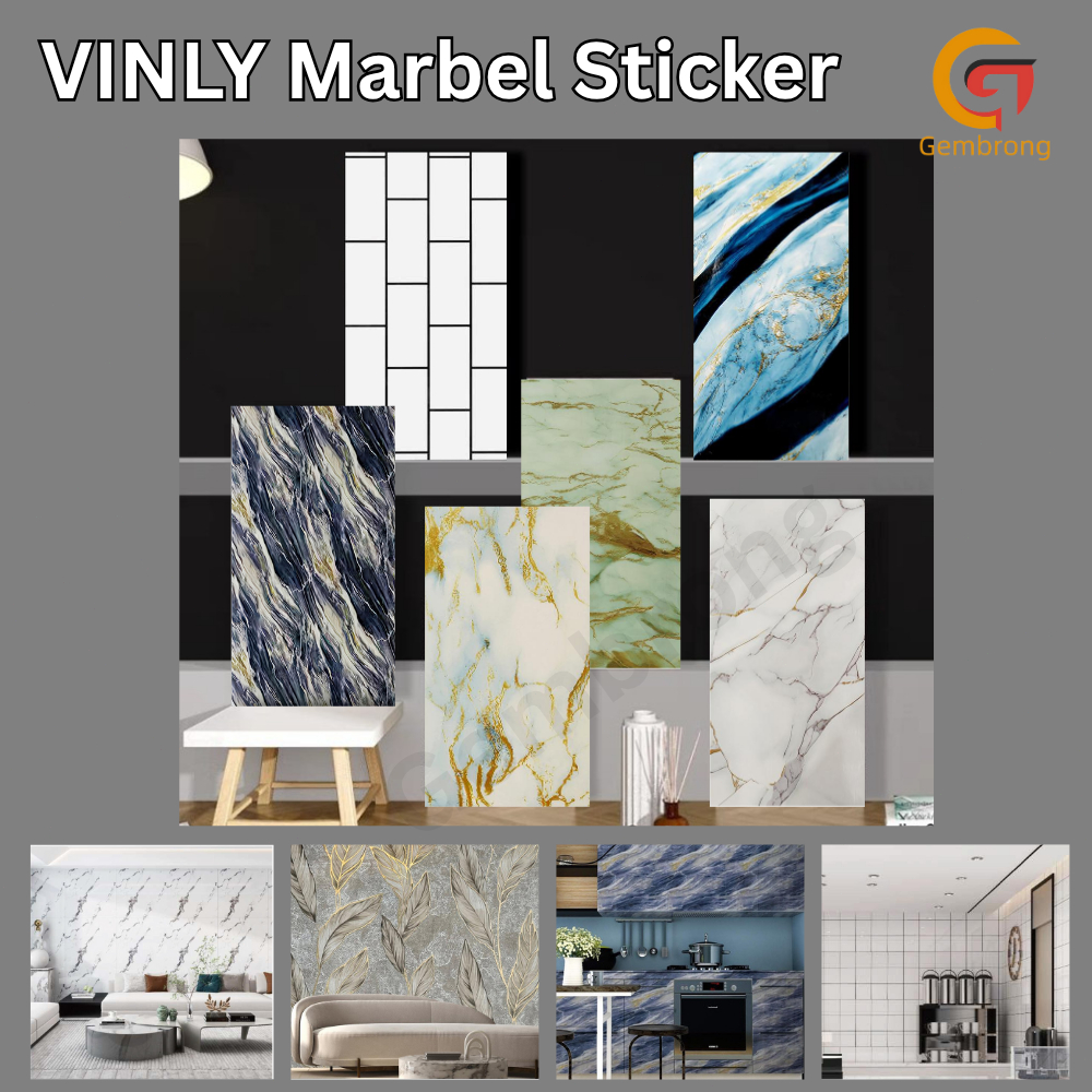 Jual VINYL Marbel Sticker 60cm x 30cm / Stiker Dinding Marmer Wallpaper ...