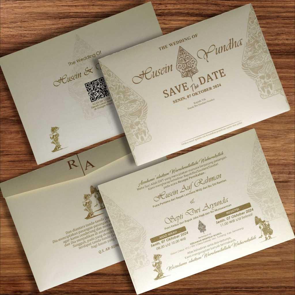 Undangan Pernikahan Amplop Warna Cream Tema Adat Jawa Simple Kekinian Model Hardcover dan Softcover