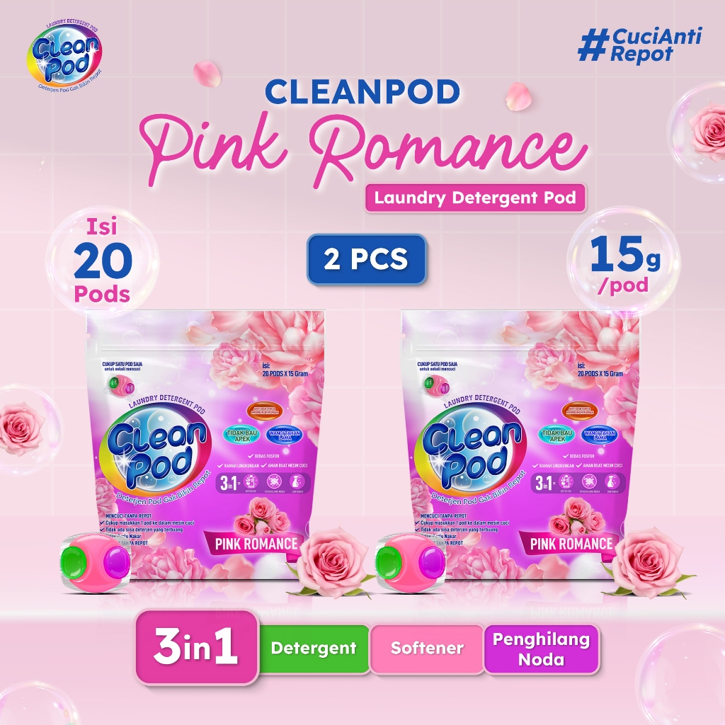 Jual [ CLEANPOD - BELI 1 GRATIS 1 ] 2 pcs Pink Romance Laundry ...