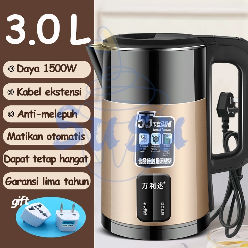 Teko listrik pemanas air electric kettle 3l simpan suhu baja tahan karat