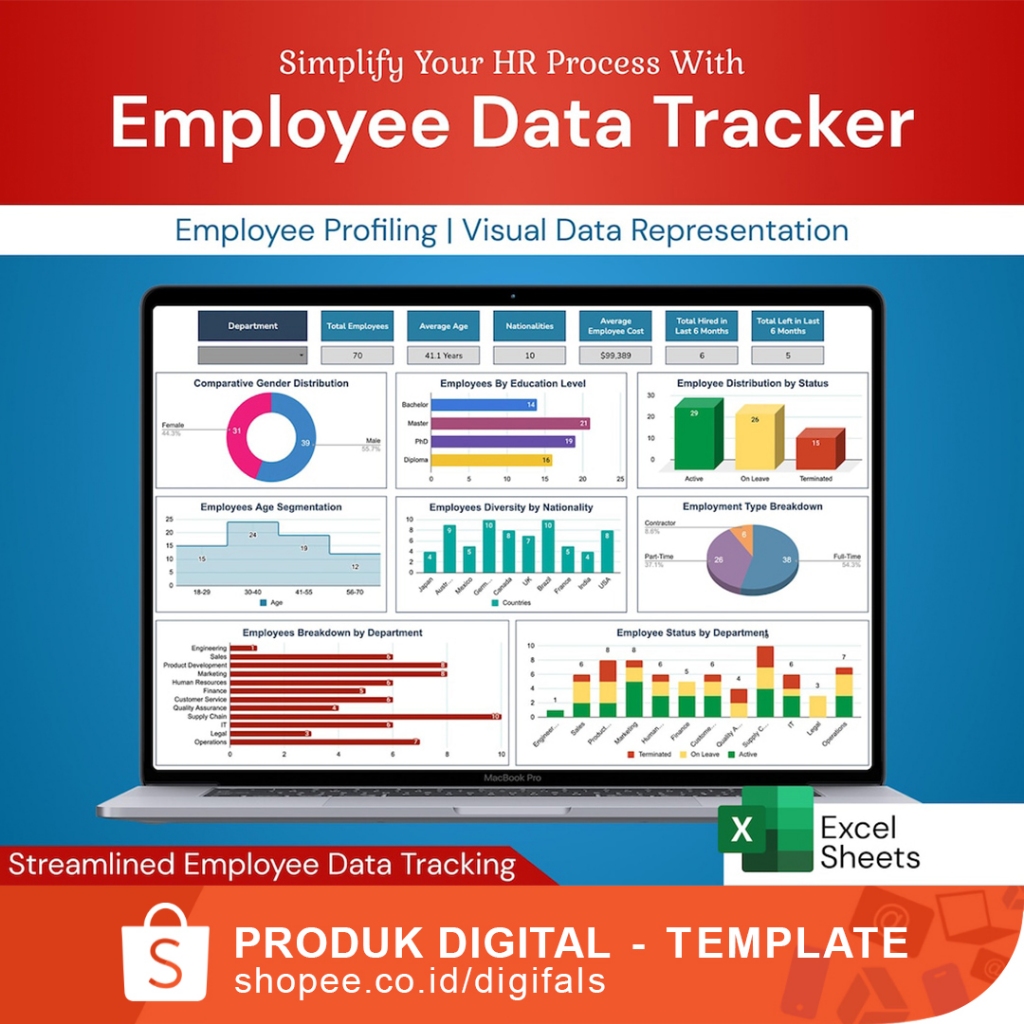 Jual Employee Data Management System | EmpIoyee Database | Excel Tool ...