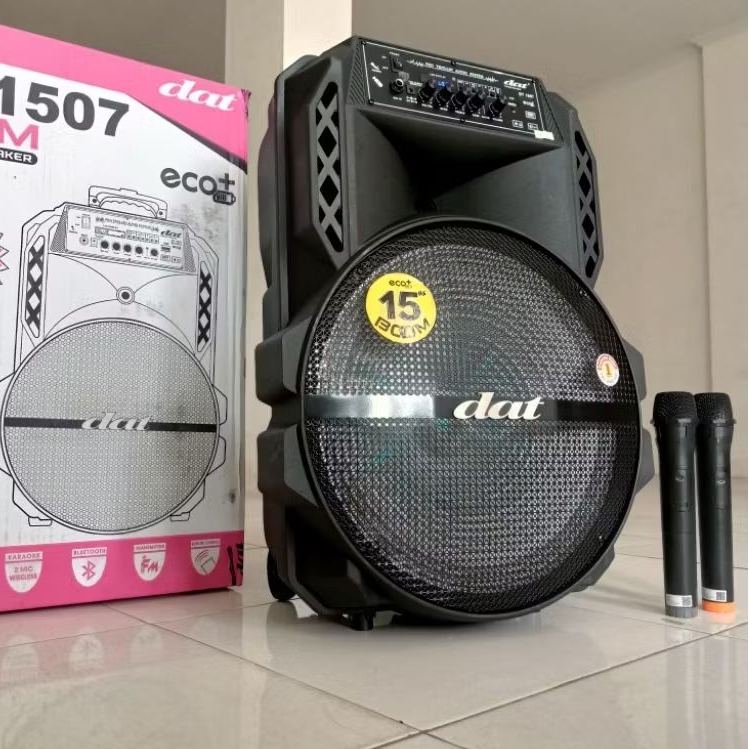Jual Speaker 15 Inch portabel Dat DT1507 Boom free 2 mic wireless ...