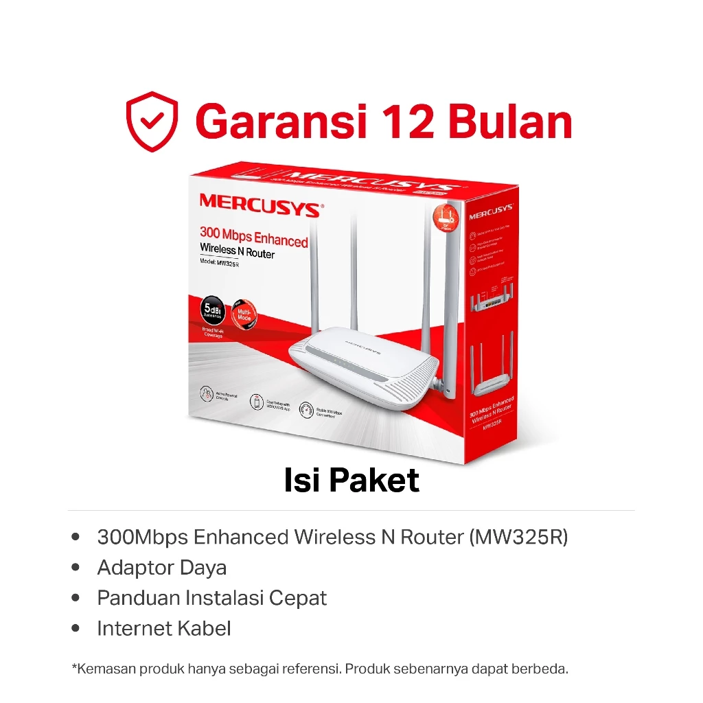 Mercusys | MW325R | Router Wi-Fi 300Mbps | 2.4Ghz | Wireless Access Point | Perkuat Jangkauan Sinyal | IPTV | IPv6 | Garansi 12 Bulan