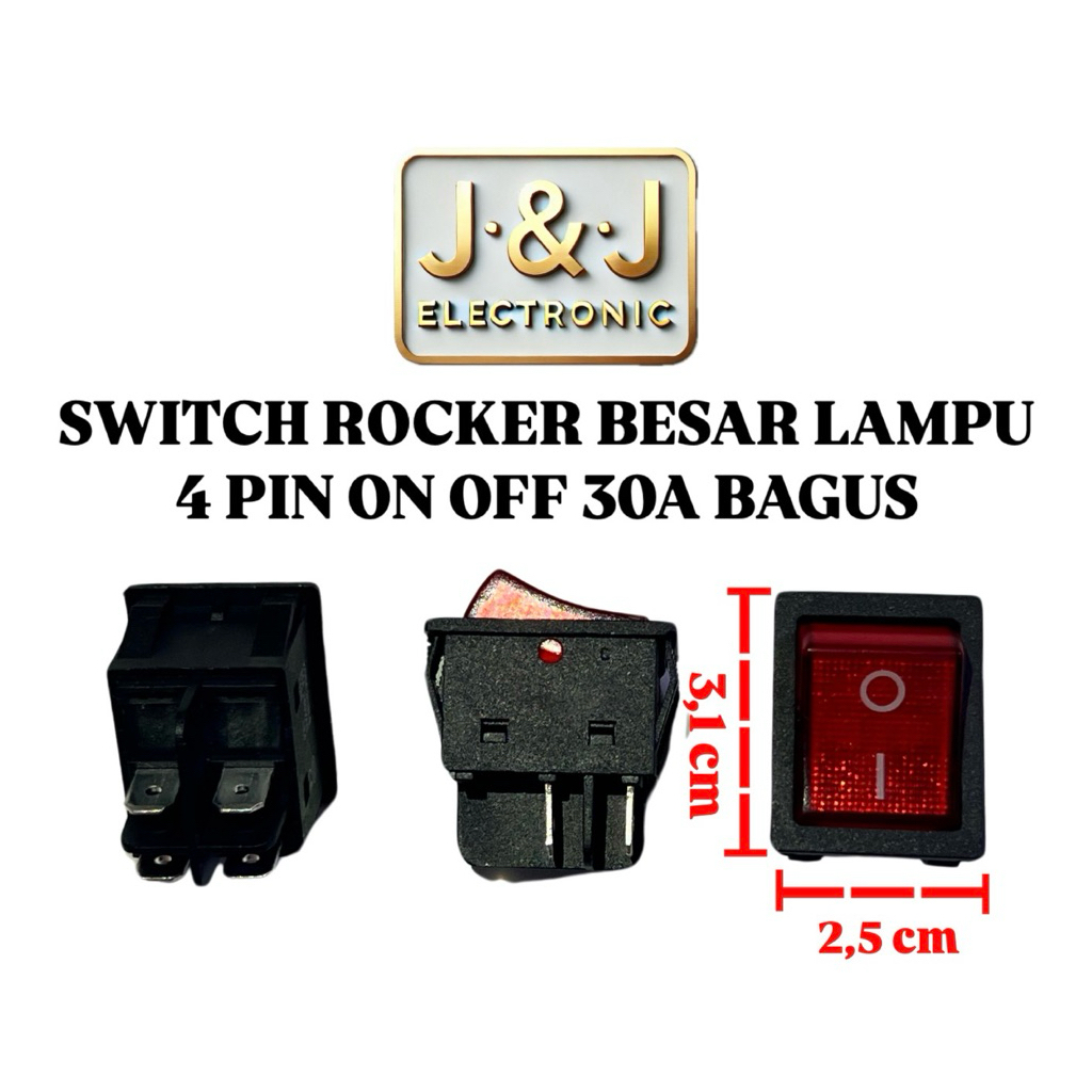 Jual Saklar Switch Rocker Besar Lampu 4 Pin On Off 30A BAGUS / Switch M ...