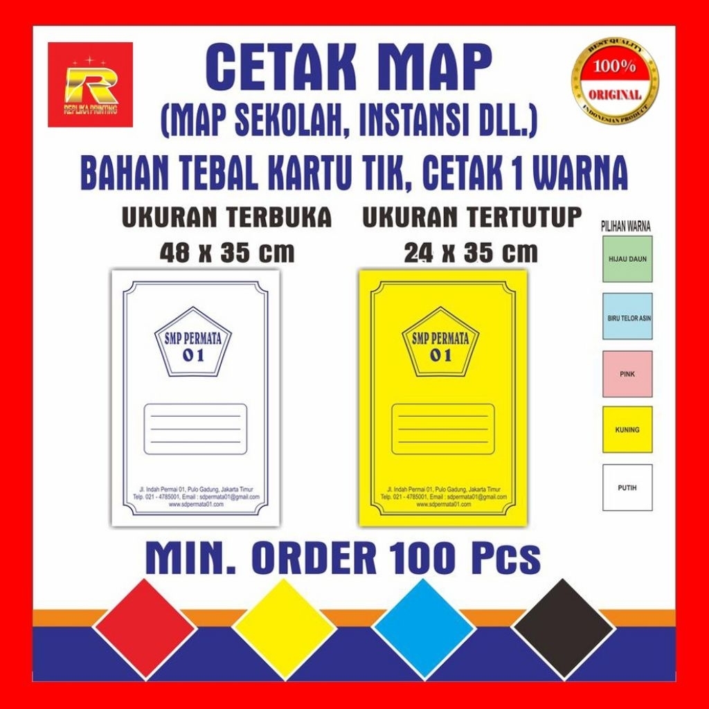 Jual CETAK MAP SEKOLAH, INSTANSI DLL MIN ORDER 100 PCS | Shopee Indonesia