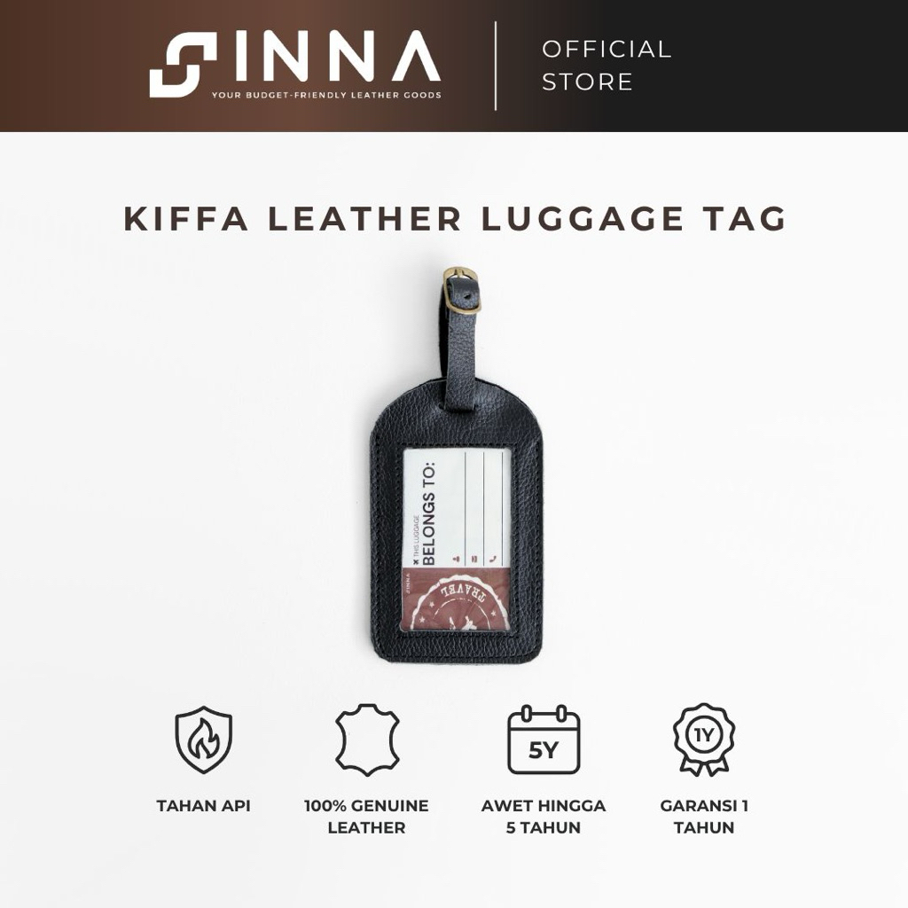 Gantungan Tag Tas Koper Kulit asli Luggage Tag Bag free Custom Nama  INNA LEATHER