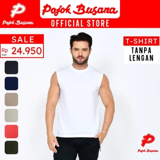 Pojok Busana T-Shirt Tanpa Lengan Pria Polos - Kaos Singlet Cowok Tanktop - Tank Top Santai OlahRaga