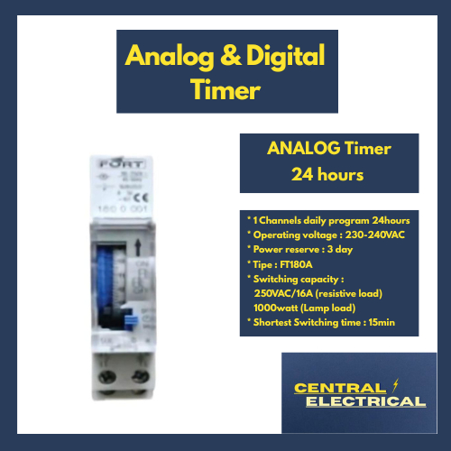Jual ANALOG Timer 24 hours merk FORT Tipe FT180A 12-240VAC/DC | Shopee ...