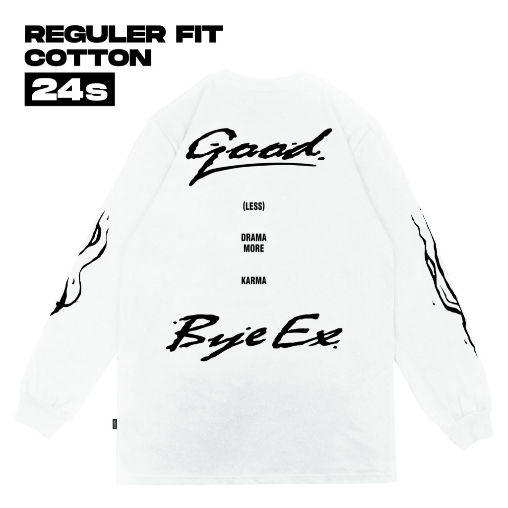 Jual GOOD BYE EX - Tshirt Cotton 24s Long Less Drama White | Shopee ...