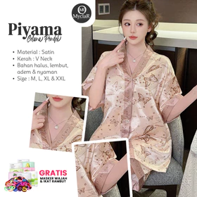 Baju Tidur Satin MYCLAR FASHIONS Piyama Pajamas Wanita Celana Pendek Setelan Satu Set Premium