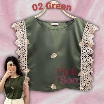 Baju Atasan Wanita Korean Style Renda Blouse Motif Bunga Bordir CARLA By Pinksoo