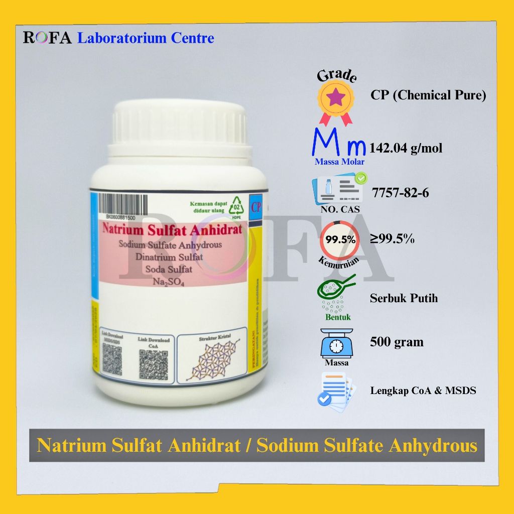Jual ROFA Natrium Sulfat Anhidrat / Sodium Sulfate Anhydrate / Na2SO4 ...