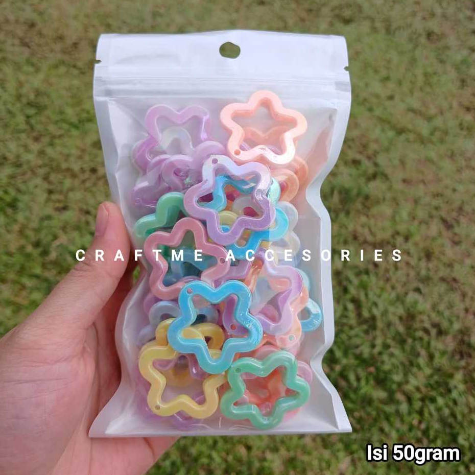 COD 50gram Manik Manik Bintang Bolong Pastel Mix Warna Bahan Kerajinan Diy