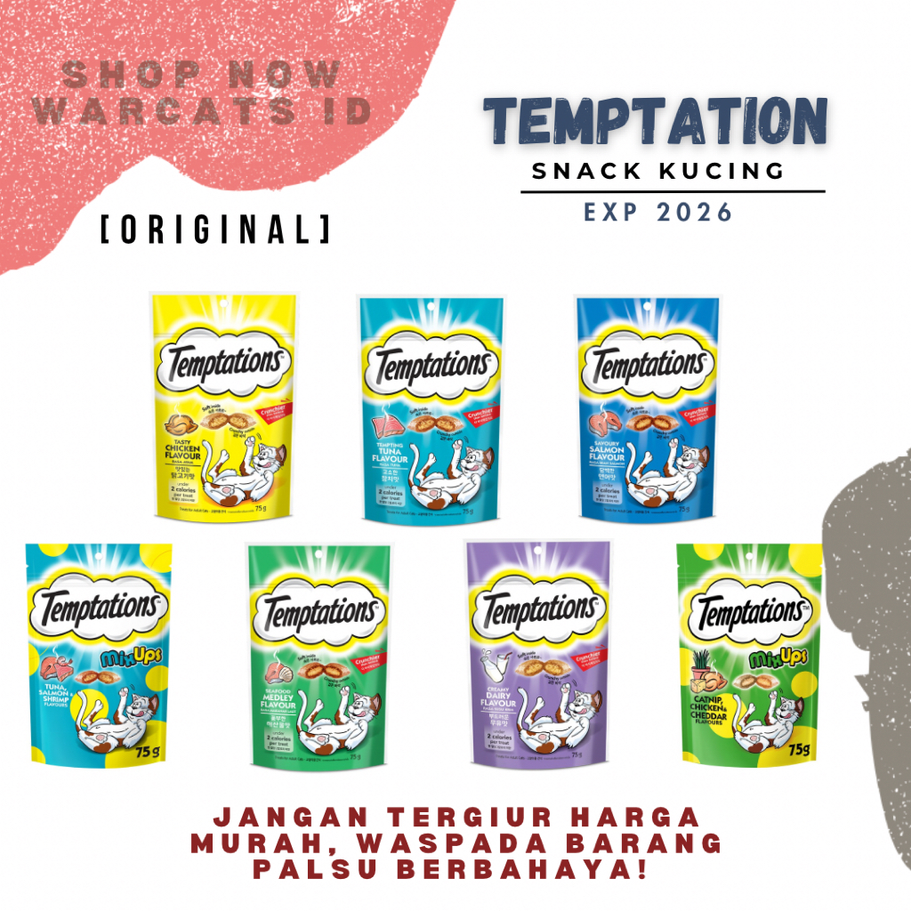 Jual Temptations - Snack / Cemilan Kucing 75 gr | Shopee Indonesia