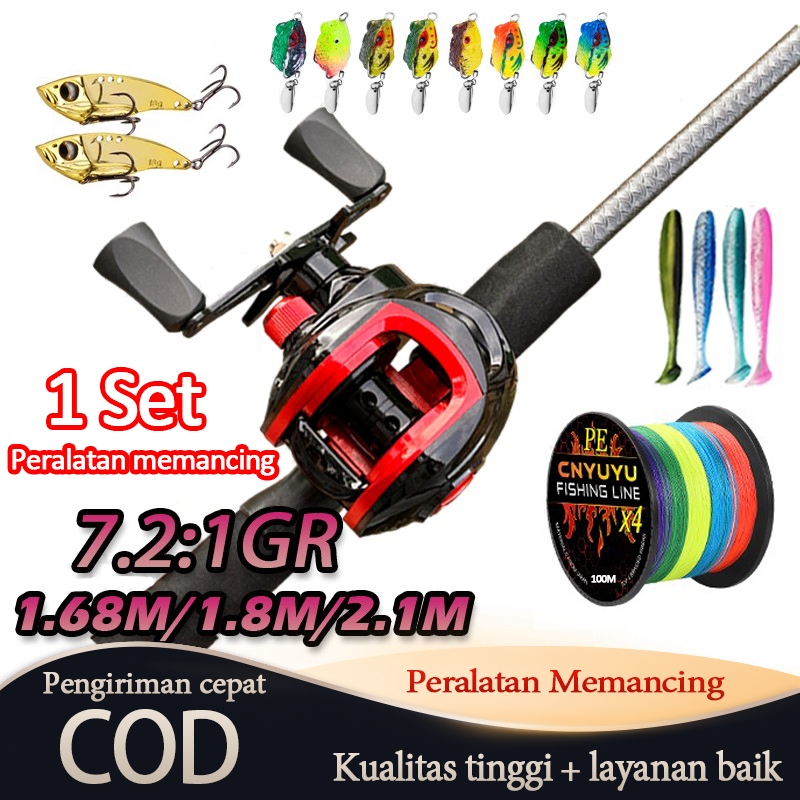 Klystr Joran BC Set UL Carbon Pancingan Set Lengkap Joran Pancing Full Set 1.8M 5-10LB 7.2:1 Joran Set Lengkap Joran Casting Set 1.68M1.8M 2.1M