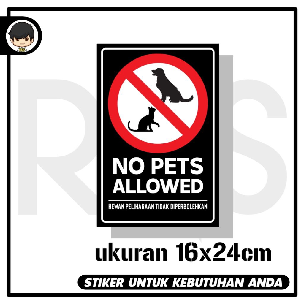 Jual Stiker hewan peliharaan dilarang masuk sticker rambu | Shopee ...