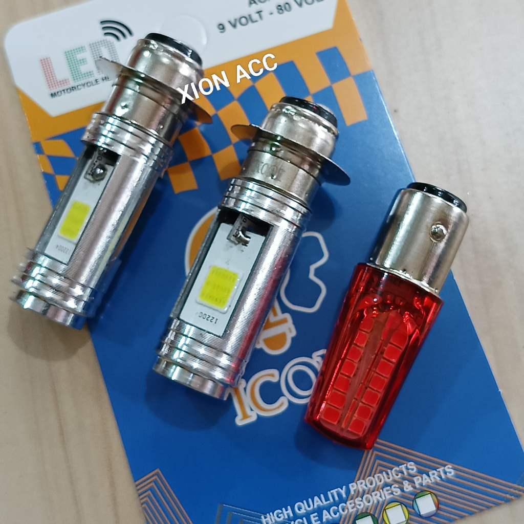 Jual PAKET LAMPU DEPAN MOTOR BHOLAM LED 2 PSC DUA SISI H6 AC & DC MOTOR ...
