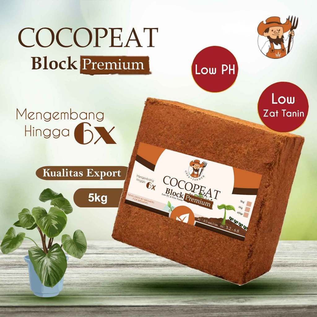 Geek Farmer - Cocopeat Block 5kg Media Tanam Kualitas Export