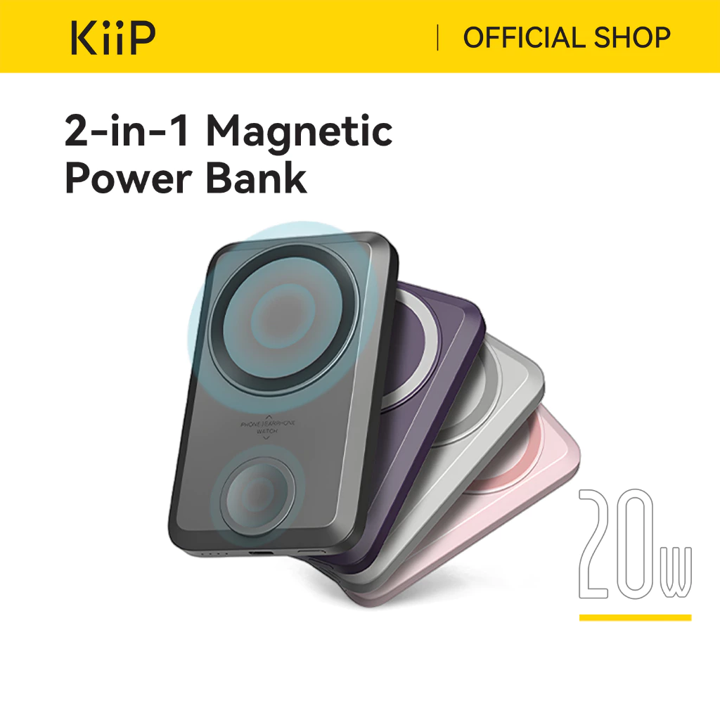 KiiP Wireless EW31 2in1 Power Bank Wireless Magnetic Powerbank Iwatch 10000 mAh Type C PD Fast Charging