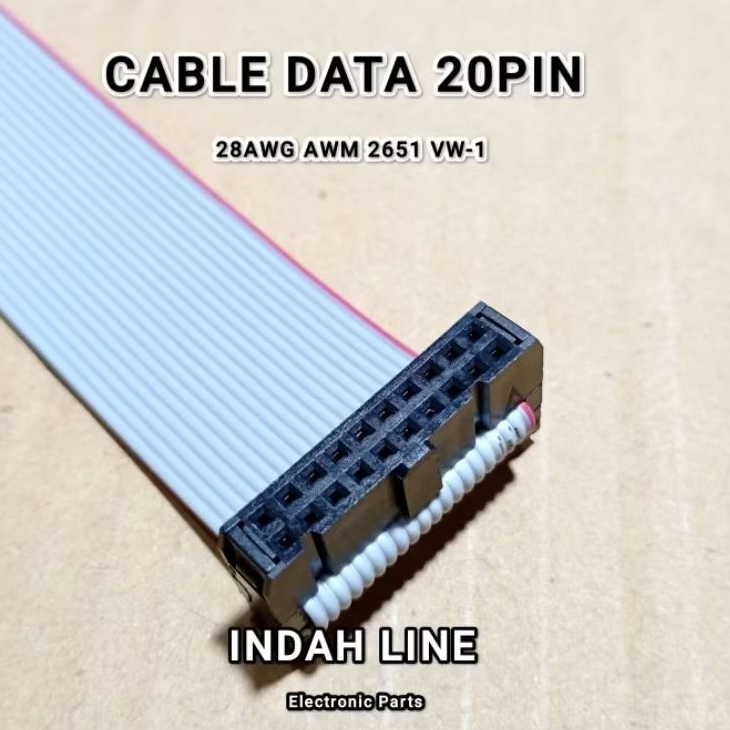 Jual 25cm Cable Data 20pin Flat Cable 20p + IDC Socket 20 pin Female ...
