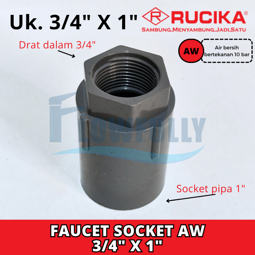 Jual RUCIKA FAUCET SOCKET AW 3/4