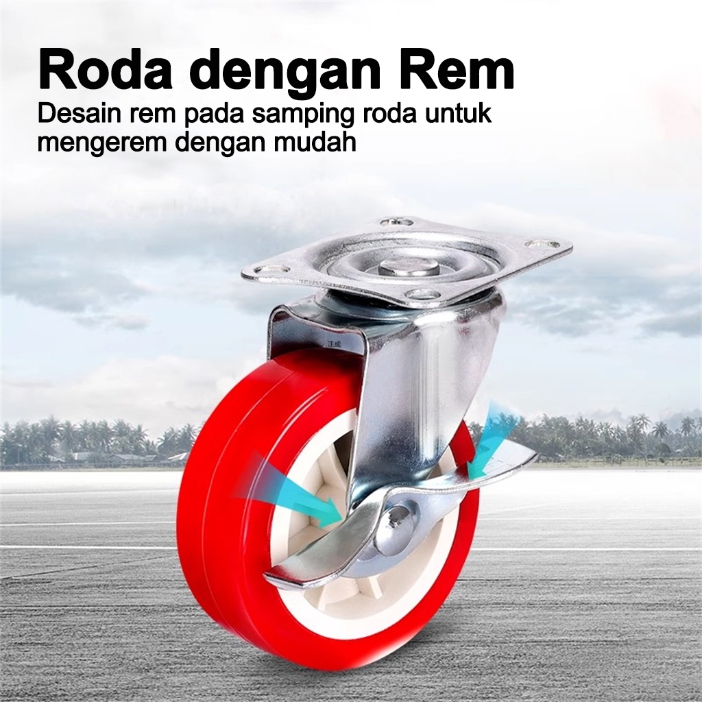 Jual Roda Troli Kastor Caster Roda Hidup + Rem 2 Inch Castor Roda PVC ...