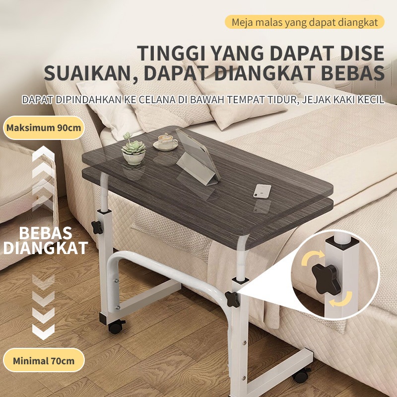 Jual COD Meja Laptop Portable Adjustable Meja Belajar Dengan Roda Study ...
