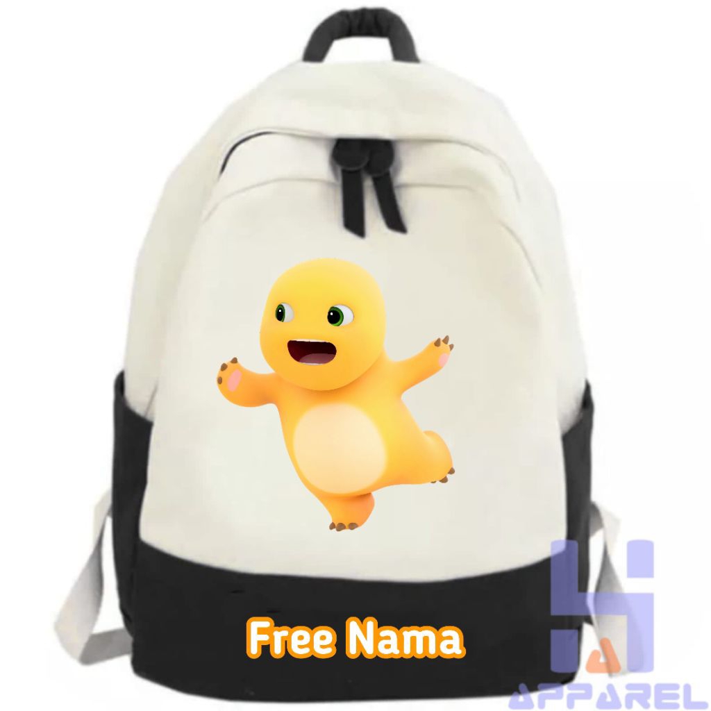 Jual TAS RANSEL ANAK MOTIF DINO KUNING NAILONG THE DINO FREE NAMA ...