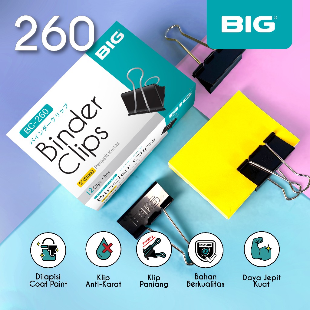 Jual BIG Binder Clip Klip Penjepit Kertas 260 BIG BC-260 | Shopee Indonesia