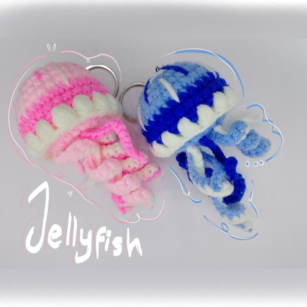 Jual Amigurumi/Crochet Keychain/Bagcharm Jellyfish | Gantungan Kunci ...