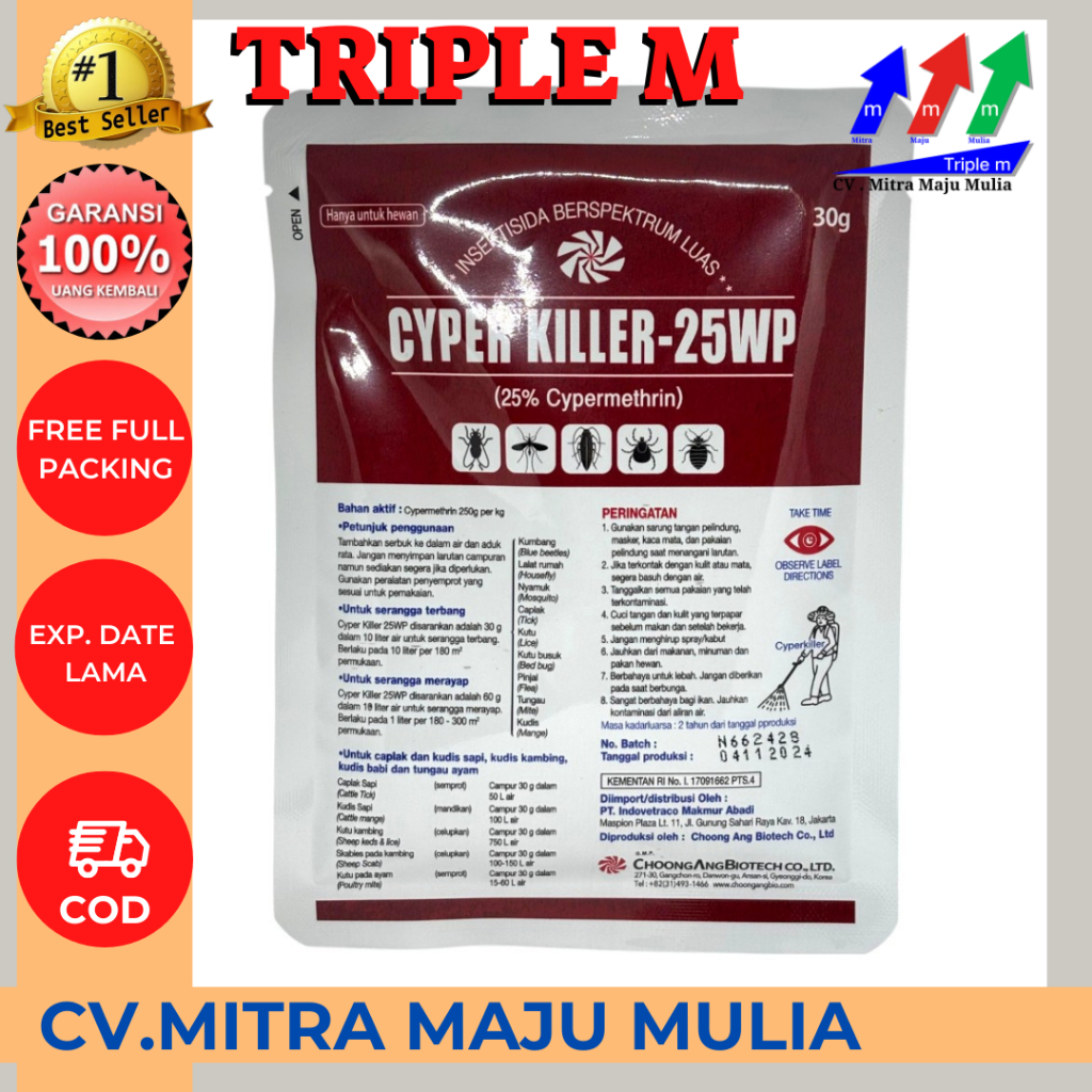 Jual Cyperkiller Cyper Killer 25 wp 30 gram ORIGINAL / Insektisida ...