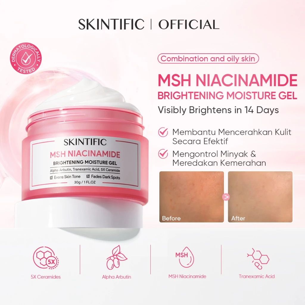 Gel Moisturizer All-in-One SKINTIFIC 5X Ceramide dan Niacinamide untuk Kecerahan Kulit