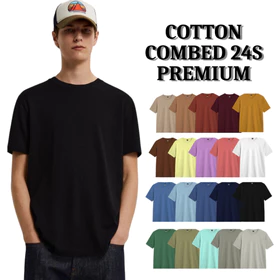 Kaos Polos 24s Cotton Combed Premium Pendek Kaos Polos Pria Kaos Distro Kaos Basic