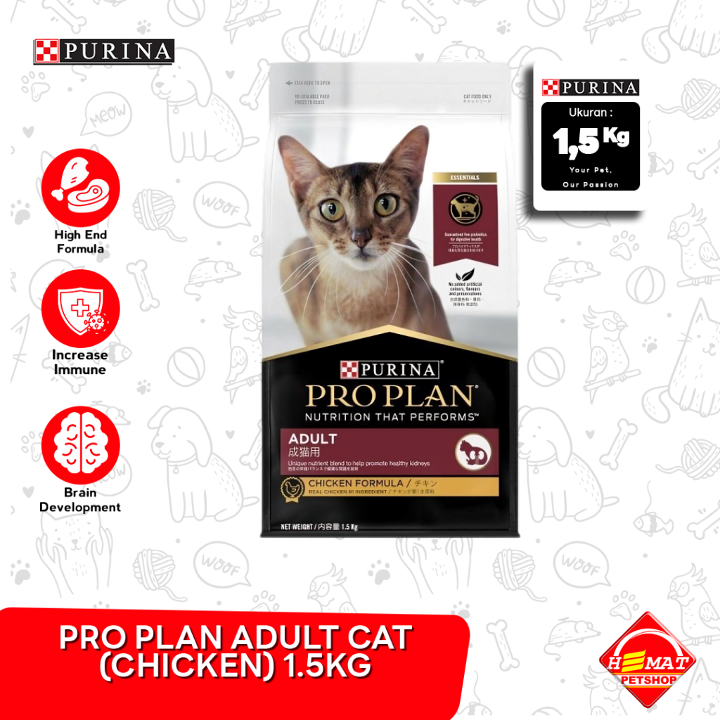 Jual Makanan Kucing Pro Plan Adult Rich In Chicken 1.5 Kg | Shopee ...