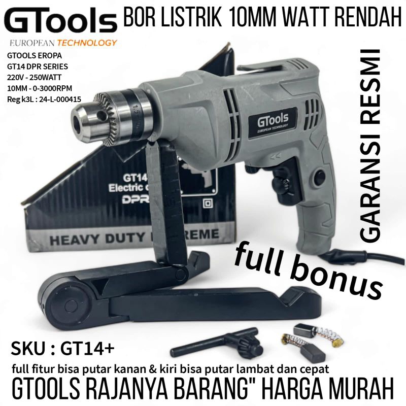 Jual Bor Listrik 10mm 250w GT14+ Gtools Eropa Garansi resmi 3000rpm